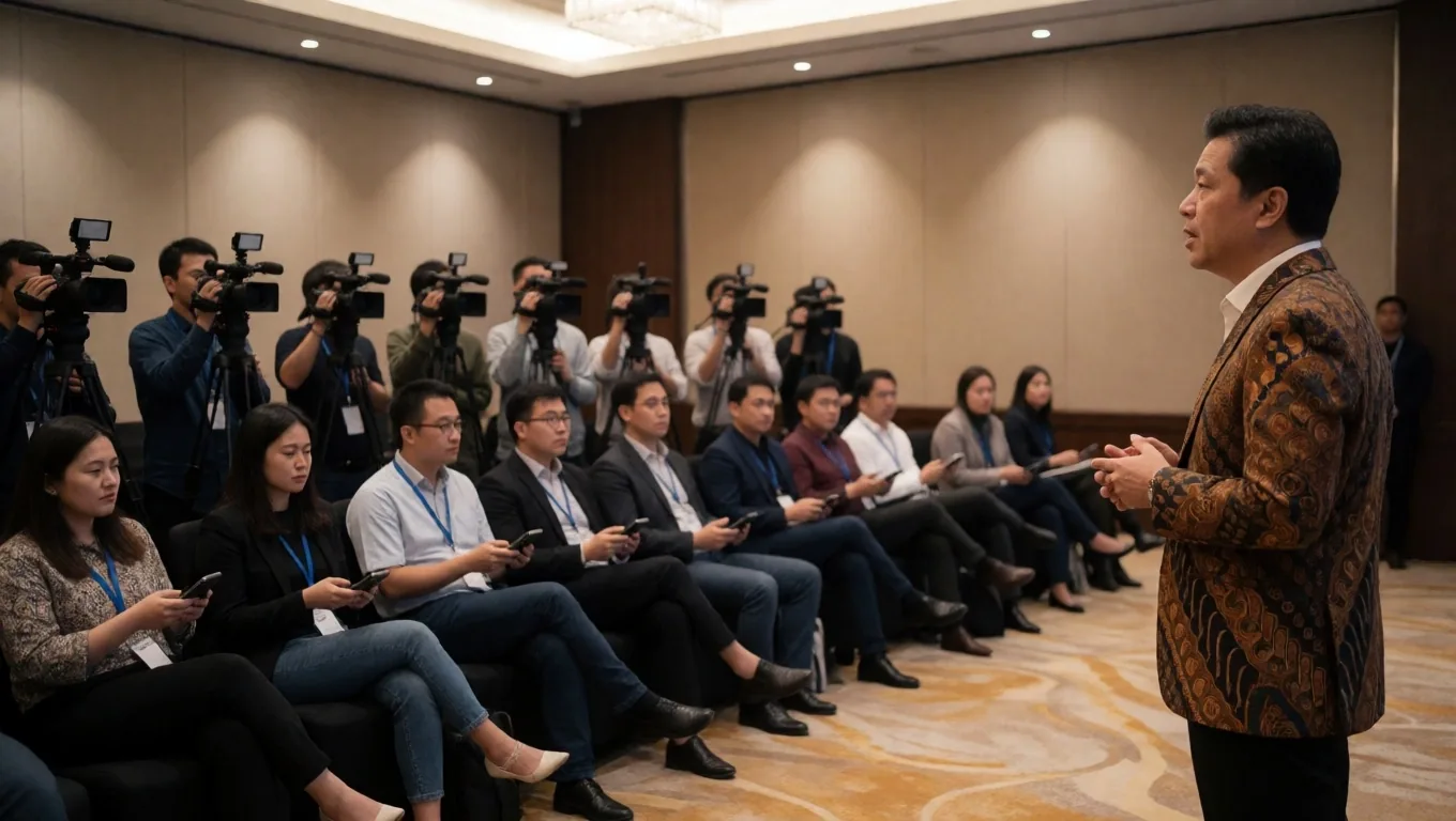Juru bicara perusahaan di konferensi pers