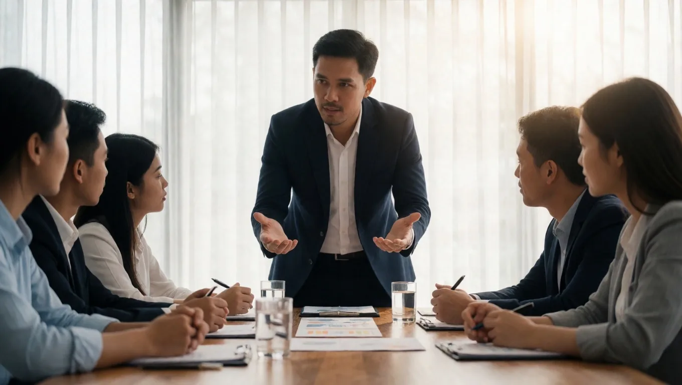 Pemimpin rapat memandu diskusi
