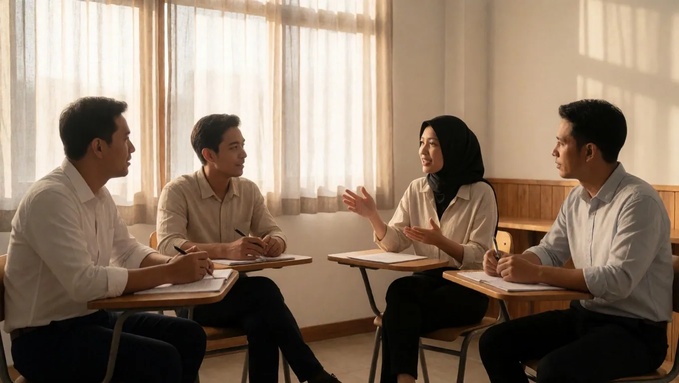 Ruang kelas Sarhangi Institute dengan peserta dalam sesi diskusi